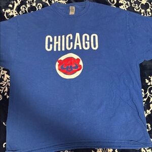 Gildan Blue Chicago Graphic Tee with Red Logo